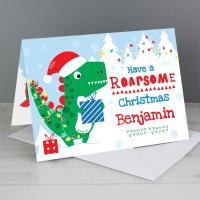 Personalised Dinosaur Have a Roarsome Christmas Card Extra Image 1 Preview